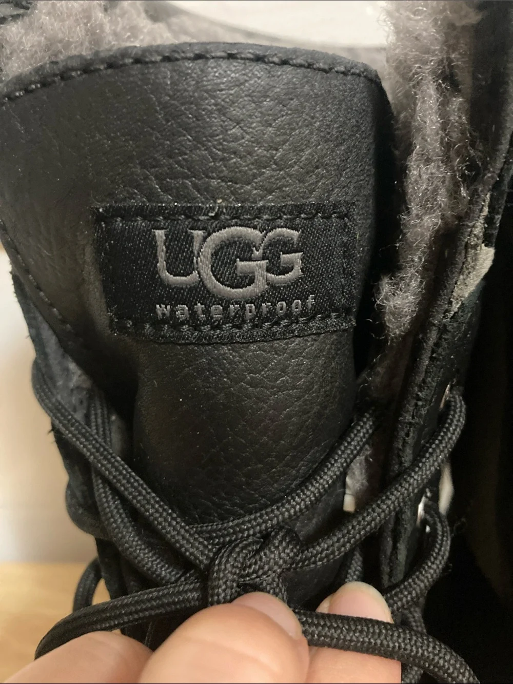UGG Women's Black and Gray Lace-Up Waterproof Winter Boots-size 10